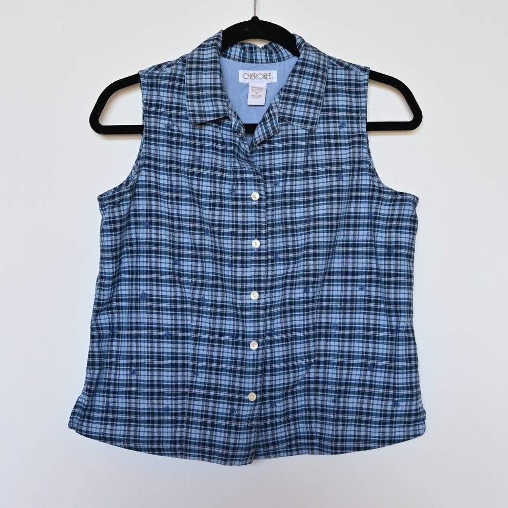 Vintage Cherokee Blue Plaid Vest